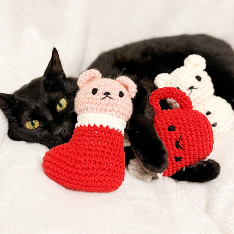 聖誕三重奏 貓咪玩具禮盒 雪人熊熊 熱可可熊熊 聖誕襪 Peachie - 貓/狗玩具 - 棉．麻 