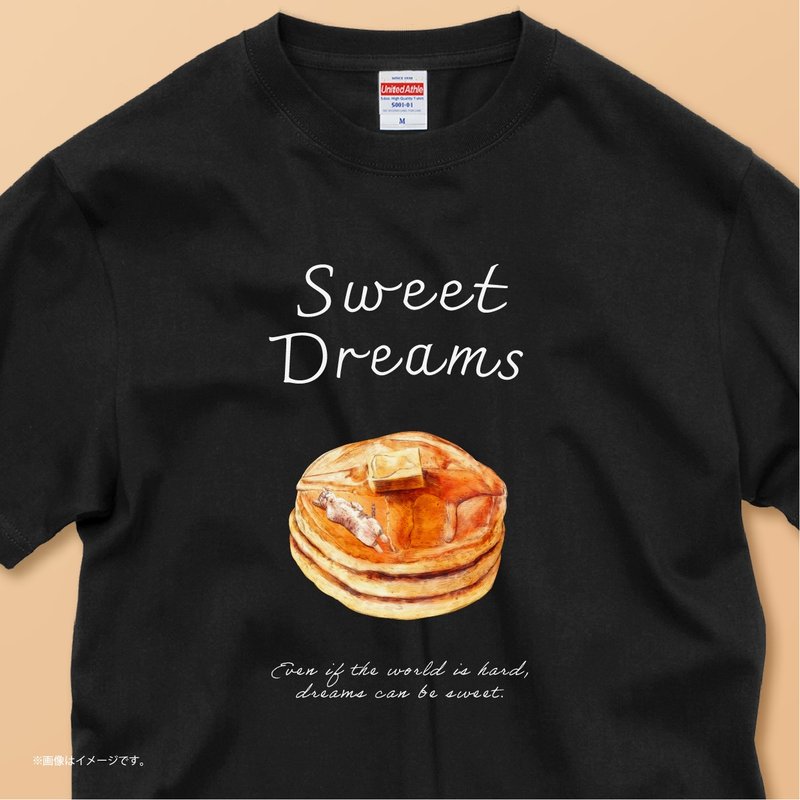 SWEET DREAMS _ Cat & Pancakes/コットンTシャツ - 女 T 恤 - 棉．麻 白色