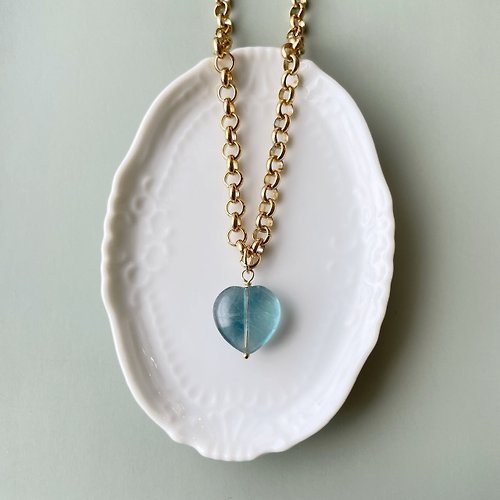 Lunka Handmade Accessories Fluorite heart necklace ( blue )