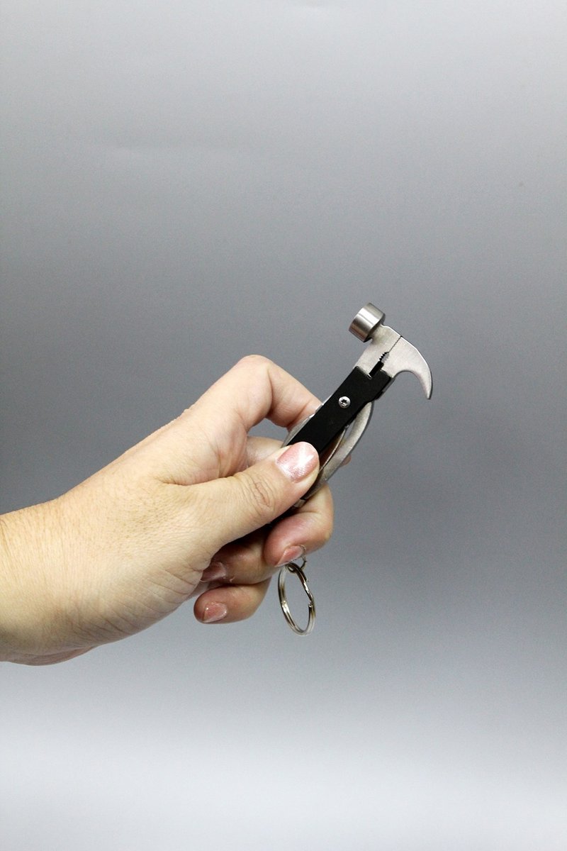 British Gentlemen's Hardware portable mini hammer multifunctional key ring tool set - ที่ห้อยกุญแจ - สแตนเลส สีเทา