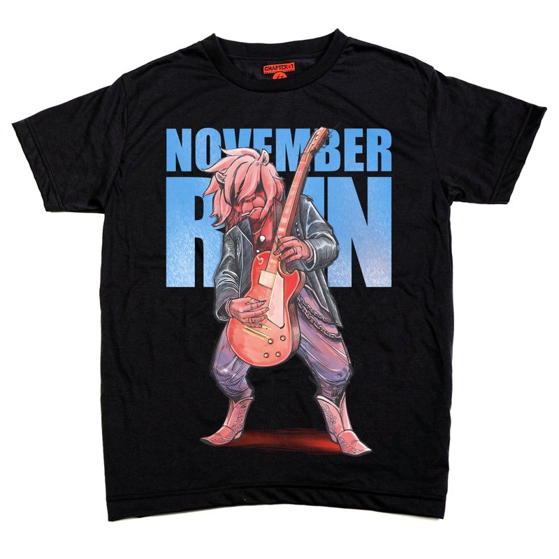 November Rain Guitar Chapter One T-shirt male female unisex comfortable soften - 男 T 恤 - 棉．麻 黑色