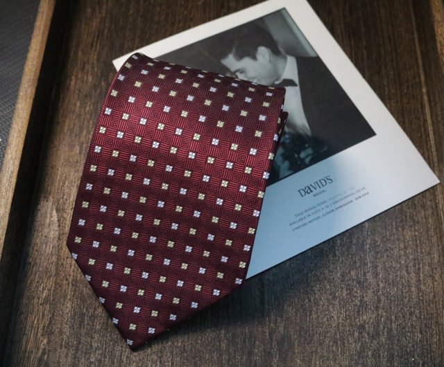 ワインレッド小花柄シルクネクタイ結婚式新郎ワイルドnecktie ワインレッド小花柄シルクネクタイ結婚式新郎ワイルドnecktie