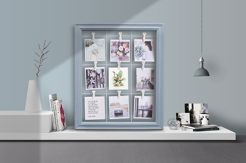 Galaxy Photo clip frame wall hang photos gallery dark gray color - Picture Frames - Wood Blue