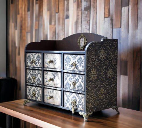 HelenRomanenko Mini chest of drawers with 9 drawers in vintage style. Jewelry box.