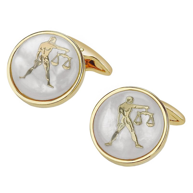 White Mother of Pearl Libra Gold Cufflinks - Cuff Links - Other Metals Gold