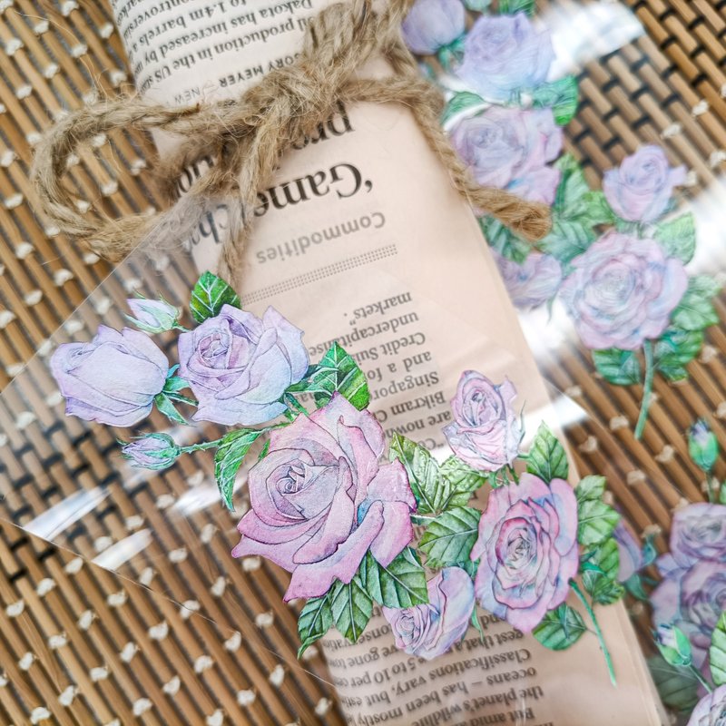 EF024 / 紫色玫瑰Purple rose / 裝飾膠帶 Masking Tape - 紙膠帶/和紙/PET - 塑膠 多色