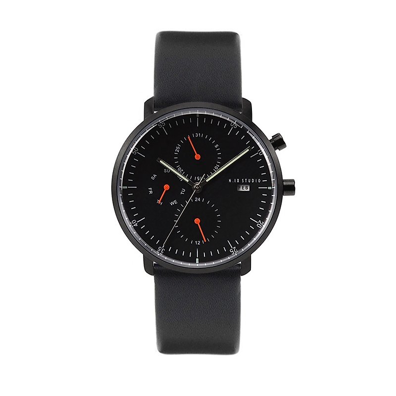 นาฬิกาข้อมือMinimal Style : MONOCHROME CLASSIC - Limited edition/Leather (Black) - นาฬิกาผู้ชาย - หนังแท้ สีดำ