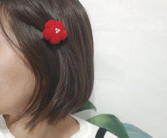 手作り羊毛フェルト】かわいいぬいぐるみの手作りヘアピン風ヘアピンの