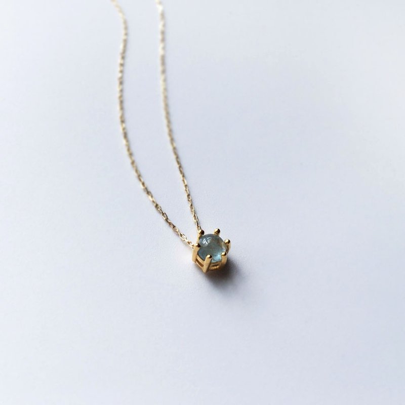 K14gf/K10YG Aquamarine  Necklace, March Birthstone Necklace - 項鍊 - 半寶石 藍色