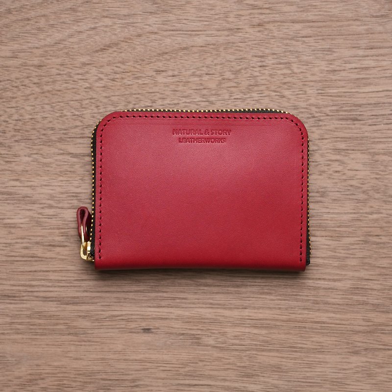 [NS Leather Goods] Wallet, purse, wallet, coin purse, ㄇ-shaped zipper short clip (free printing) - Wallets - Genuine Leather 