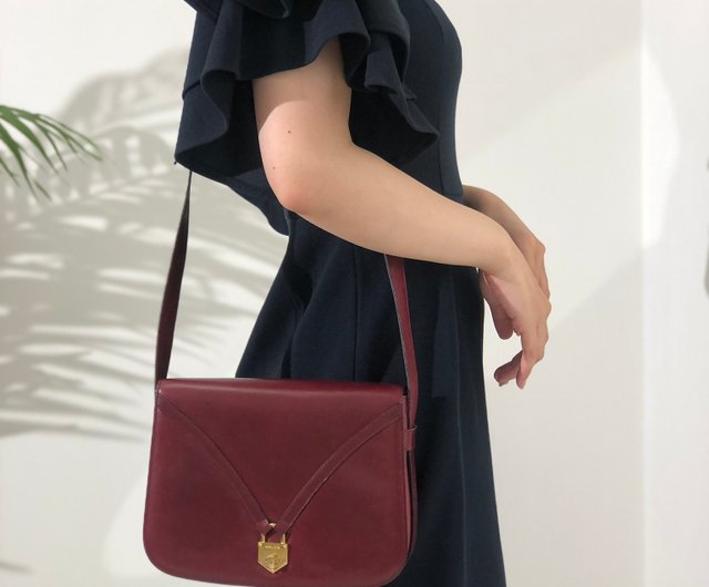 日本直送 名牌中古包 】CELINE セリーヌ ターンロック レザー クロス