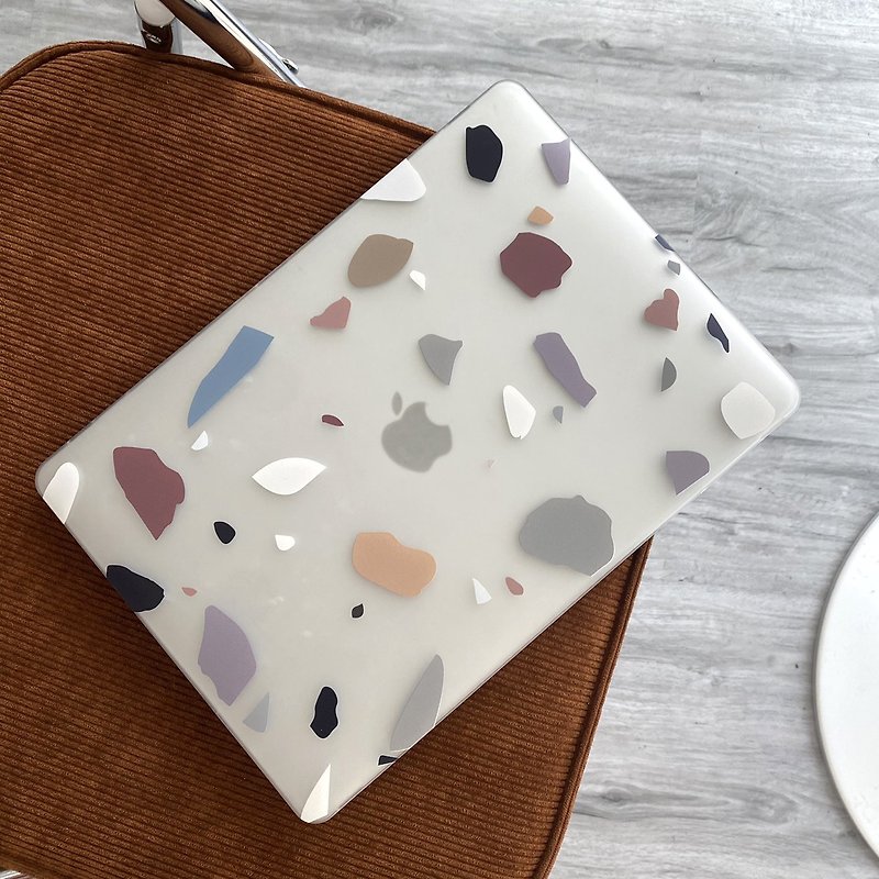 【FITZORY】Designer series terrazzo color block matte frosted texture | Macbook protection - Tablet & Laptop Cases - Plastic White
