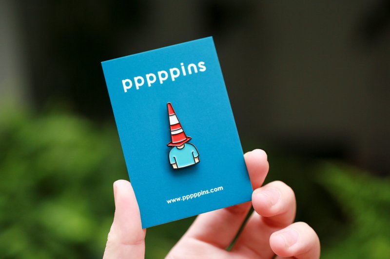 Cone Boy (Blue) Enamel Pin - Brooches - Other Metals Red