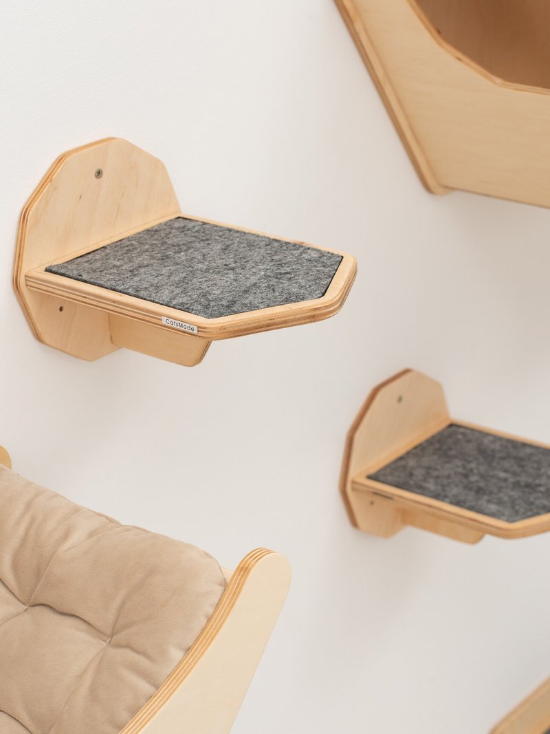 Cat Climbing Wall Step, Cat Steps, Cat Climbing Wall Shelves, Cat Walk Wall - 貓跳台/貓抓板 - 木頭 咖啡色