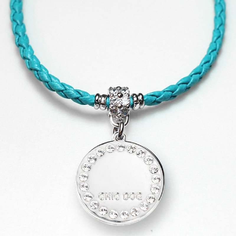 leather Zircon Dog necklace - ปลอกคอ - หนังแท้ หลากหลายสี