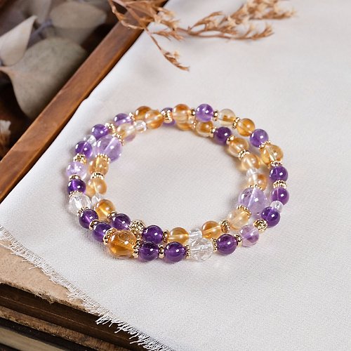 Hanhan Jewelry 紫水晶 黃水晶 白水晶 手鍊 天然礦石水晶