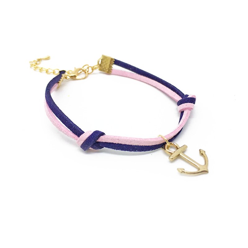 Handmade Simple Stylish Anchor Bracelets Rose Gold Series–pink and blue limited - Bracelets - Other Materials Blue