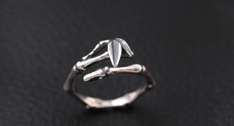 Genuine S925 Vulcanized Thai Silver Handmade Jewelry Ethnic Women Bamboo Rings - 戒指 - 銀 銀色