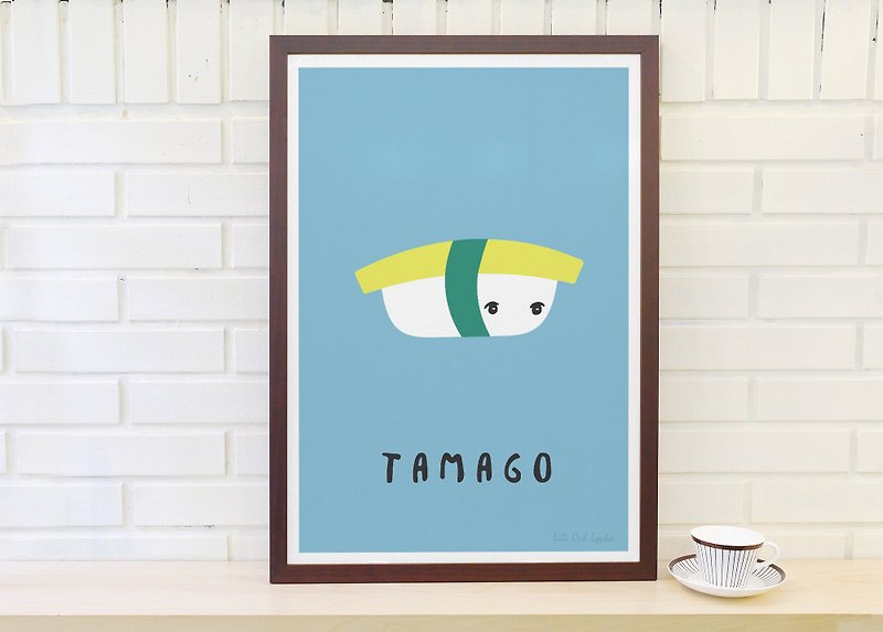 Scandinavian retro minimalist poster Sushi No. 3 - Tamago Yuzi burn original customized paintings without frame - โปสเตอร์ - กระดาษ สีเหลือง
