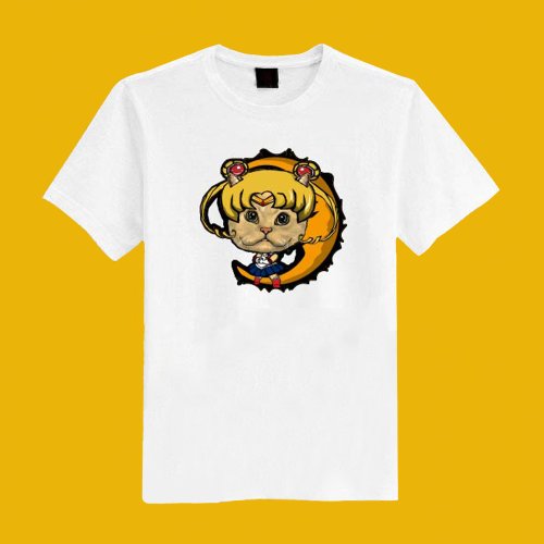 CHIC SHOP 插畫設計館 月光仙子 橘貓 插畫 原創 白 短T 衣服 T恤 情侶裝 童裝 母子裝