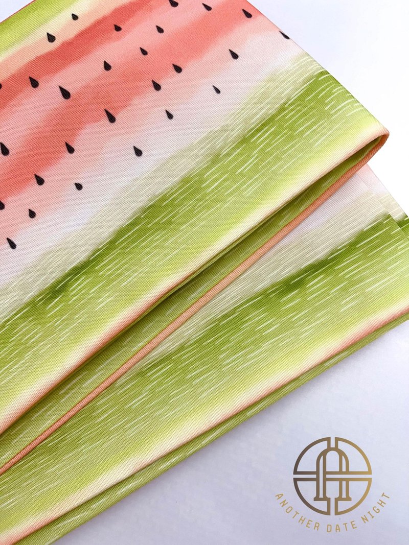 Watermelon Obi, Double Sided Hanhaba Obi Belt, Creative Obi, Yukata obi - เข็มขัด - เส้นใยสังเคราะห์ สีเขียว