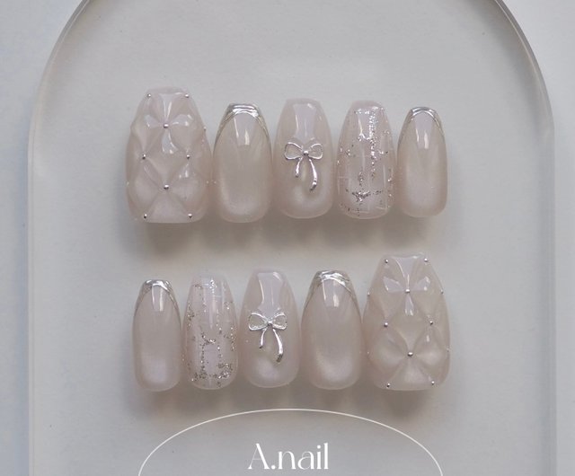 【オーダー】ネイルチップ　ストーン　キルティング　リボン オーダー】ネイルチップ ストーン キルティング リボン