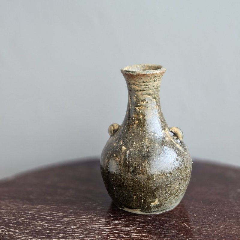 仿舊復古雙耳瓶 花瓶 - 花瓶/花器 - 陶 咖啡色