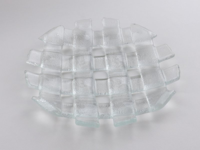 Icon braided glass plate round 20cm-95023 - Small Plates & Saucers - Glass 
