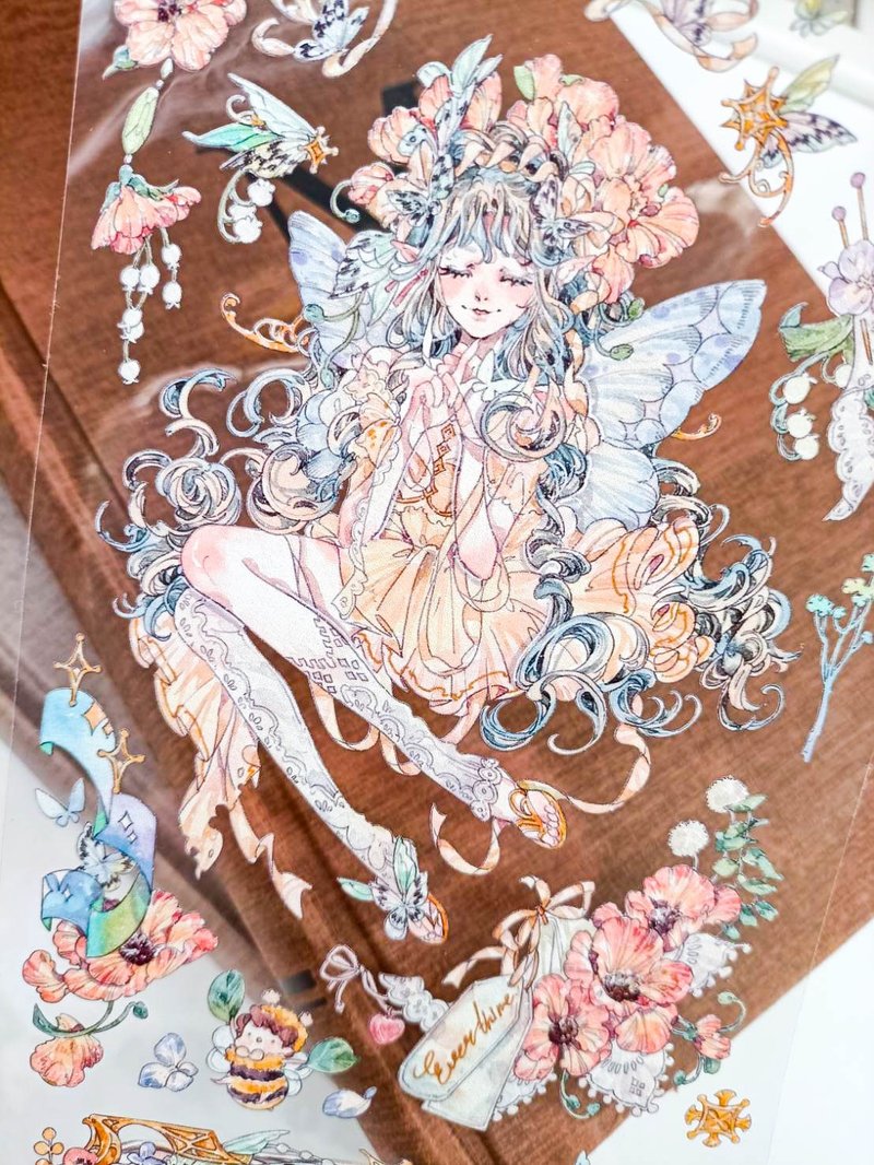 WF782花仙子詩歌flower fairy poem / 紙膠帶 Masking Tape - 紙膠帶/和紙/PET - 塑膠 多色