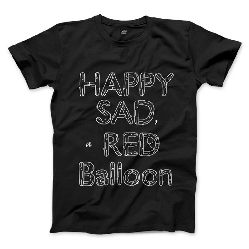 HAPPY SAD a RED Balloon-Black-Unisex T-shirt - เสื้อยืดผู้ชาย - ผ้าฝ้าย/ผ้าลินิน 