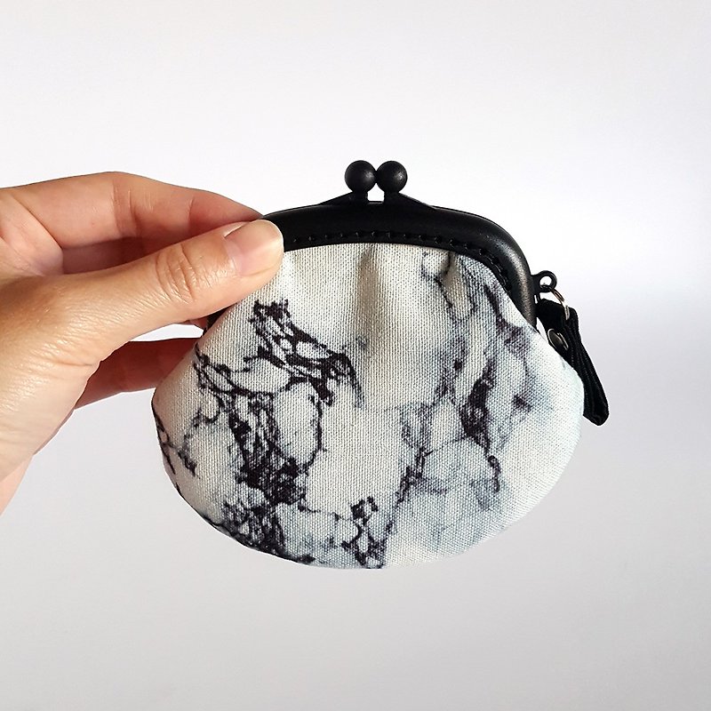 Adult feeling / marble / gray / plastic mouth plastic coin purse - Coin Purses - Cotton & Hemp Gray