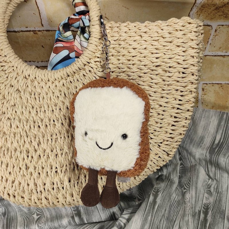 Jellycat Amuseable Toast Bag Charm - พวงกุญแจ - เส้นใยสังเคราะห์ ขาว