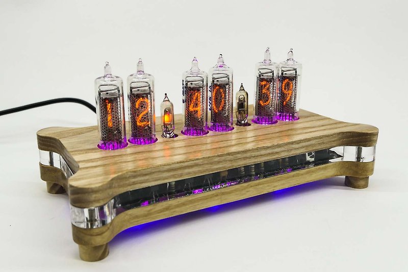 YANA IN-16 Desk clock with nixie tubes, wooden case, LED backlight and remote - แกดเจ็ต - ไม้ สีกากี