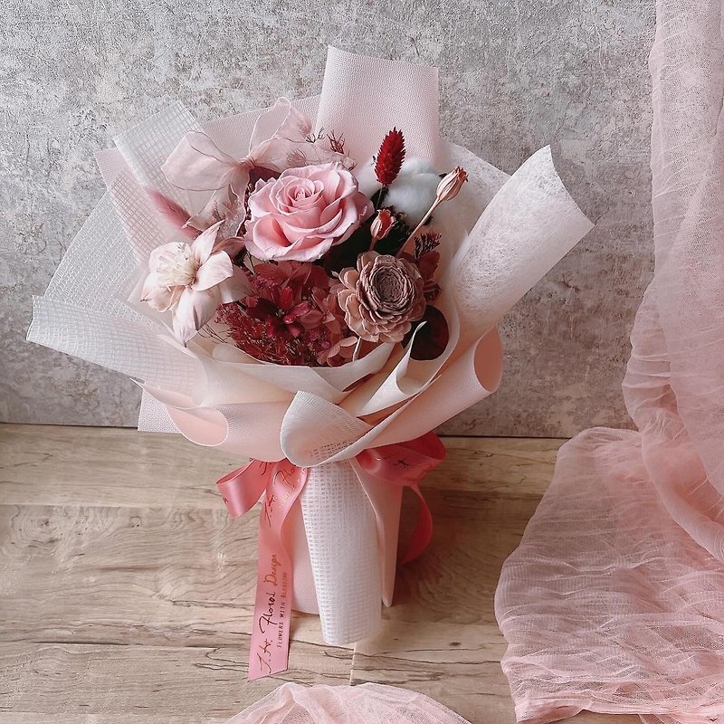 [Bow Knot Bouquet] Eternal Dry Bouquet/Flower Bouquet/Teacher Appreciation Ceremony/Graduation Bouquet/Thanksgiving Bouquet - ช่อดอกไม้แห้ง - พืช/ดอกไม้ สึชมพู