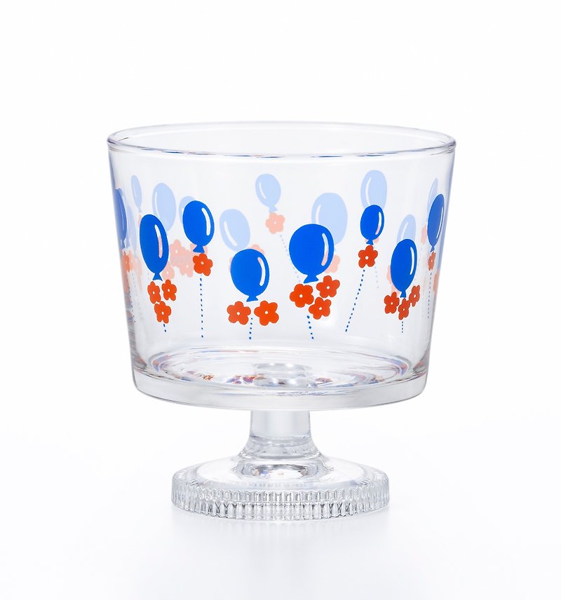 แก้ว แก้ว สีน้ำเงิน - 1965 Desert Cup Glass Retro [Adelia Retro Legged Dessert Deep Type] Goblet Balloon Showa Retro Tableware Miscellaneous Goods Flower lover Print Retro Pop