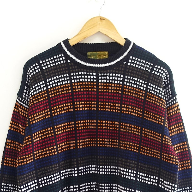│Slowly│ Morse password - Vintage sweater │ vintage. Vintage. Art - สเวตเตอร์ผู้ชาย - เส้นใยสังเคราะห์ หลากหลายสี