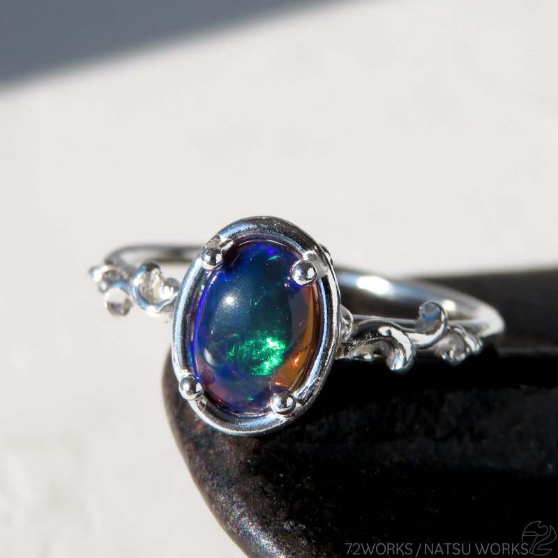 ブラックオパール リング / Ethiopian Black Opal Ring lll - 戒指 - 寶石 藍色