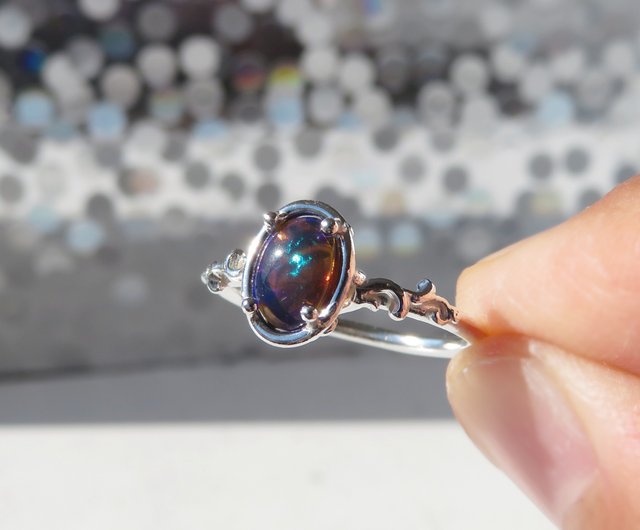 大粒＊14〜7mmカラーオパールblack＊エチオピアンオパール ブラックオパール(宝石名オパール⁄加熱処理)エチオピア産 4.16ct 識別