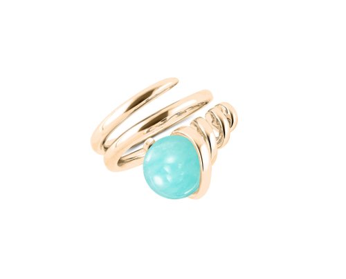 Majade Jewelry Design 天河石925純銀大戒指 螺旋環繞造型戒指 圓球寶石雞尾酒厚版戒指