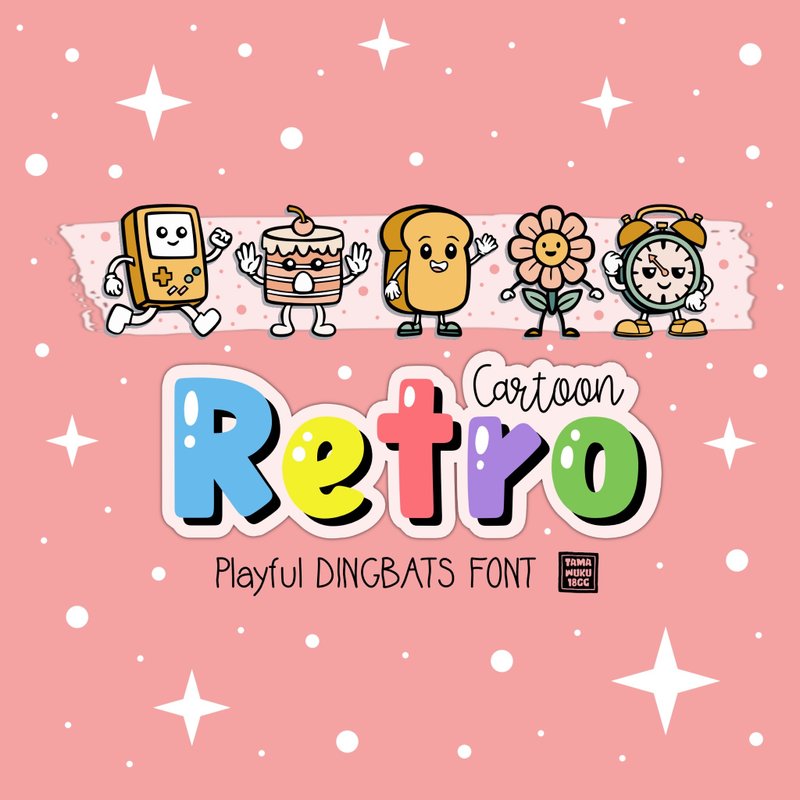 Retro Cartoon OTF Dingbats Font - 字體設計 - 其他材質 