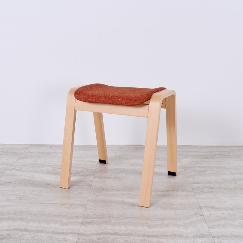 Japanese retro bent wood solid wood chair and stool/Aris chair with cloth cushion - Chairs & Sofas - Wood Orange