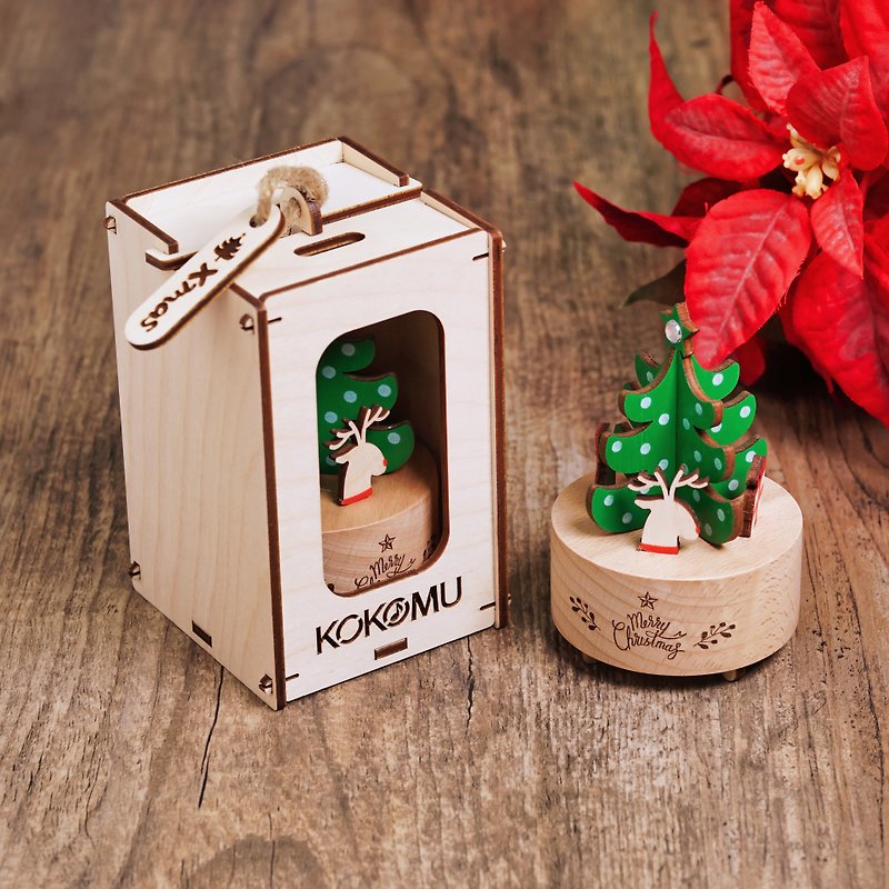 敲敲木-聖誕樹音樂盒.含木盒和xmas吊牌.聖誕節交換禮物
