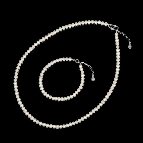 正佳珠寶 Gemsrich Jewelry 【正佳珠寶】天然淡水珍珠 4mm 珍珠項鍊 珍珠手鍊 珍珠套組