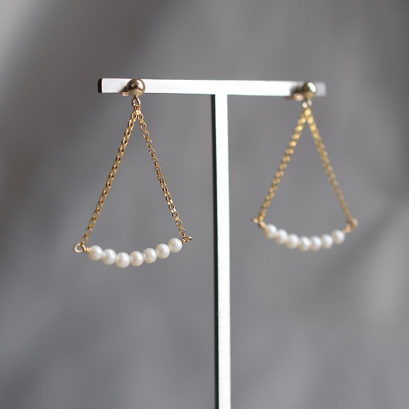 小さなファンの真珠のイヤリングVISHIオリジナルデザインの天然淡水米国14kの金のイヤリングシンプルな気質の女性をインポート - ピアス・イヤリング - その他の素材 