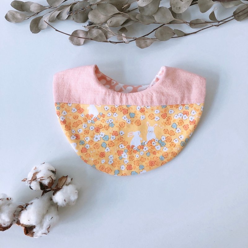 島森家 / 圍兜兜 / 雙面 / 拼接 / 雙釦 / 薄荷檸檬 - 圍兜/口水巾 - 棉．麻 黃色