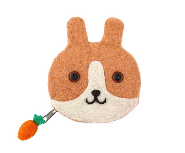 予約販売】ネパール製ハンドメイド羊毛フェルトアニマルジッパーバッグ