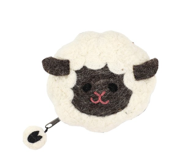 予約販売】ネパール製ハンドメイド羊毛フェルトアニマルジッパーバッグ