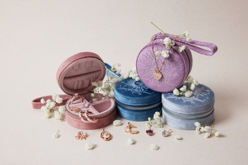 天鵝絨 刺繡 小圓 首飾盒 - 其他 - 其他材質 