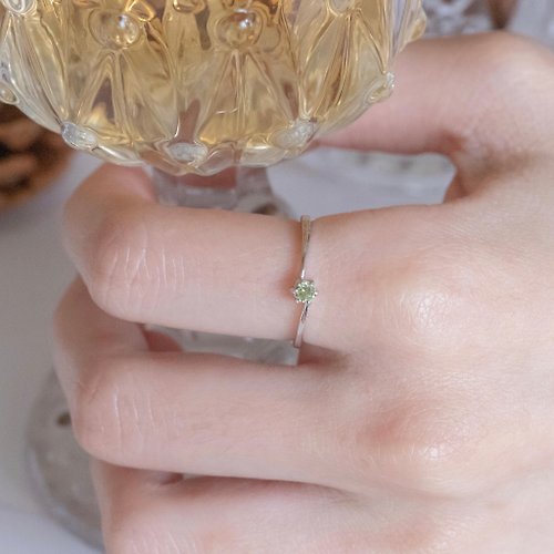 喜羊羊happy sheep jewelry 橄欖石925純銀流線設計戒指 可調式戒指