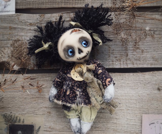 Cute baby Scully is Art doll in OOAK Gothic Fantasy Horror style